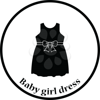 Baby girl dress icon. Thin circle design. Vector illustration.