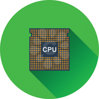CPU icon. Flat color design. Vector illustration.