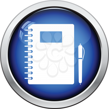 Icon of Exercise book. Glossy button design. Vector illustration.