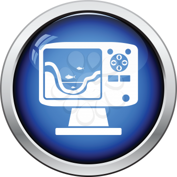 Icon of echo sounder  . Glossy button design. Vector illustration.