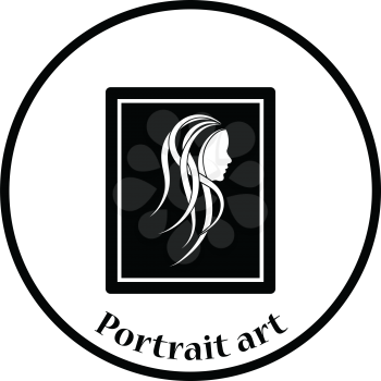 Portrait art icon. Thin circle design. Vector illustration.