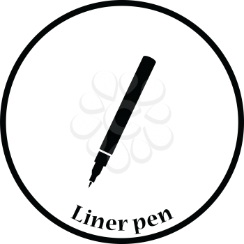 Liner pen icon. Thin circle design. Vector illustration.
