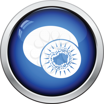 Icon of Kiwi. Glossy button design. Vector illustration.