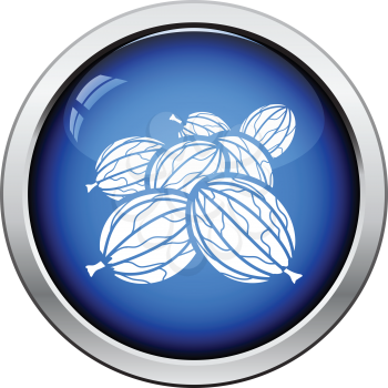 Icon of Gooseberry. Glossy button design. Vector illustration.
