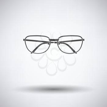 Glasses icon on gray background, round shadow. Vector illustration.