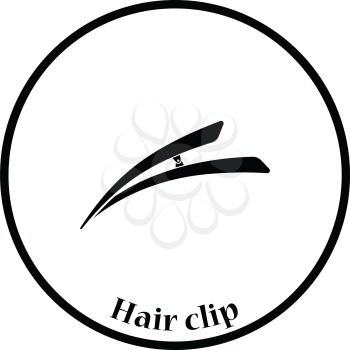 Hair clip icon. Thin circle design. Vector illustration.