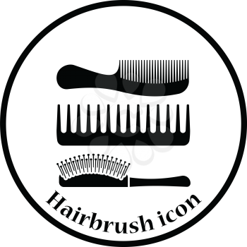 Hairbrush icon. Thin circle design. Vector illustration.