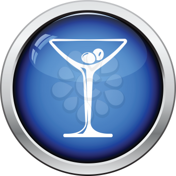 Cocktail glass icon. Glossy button design. Vector illustration.
