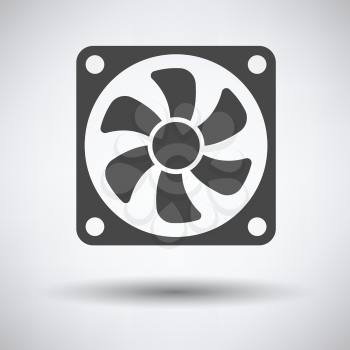 Fan icon on gray background, round shadow. Vector illustration.
