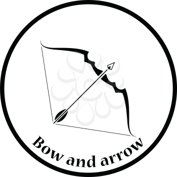 Bow and arrow icon. Thin circle design. Vector illustration.