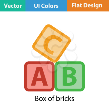 Box of bricks icon. Flat color design. Vector illustration.