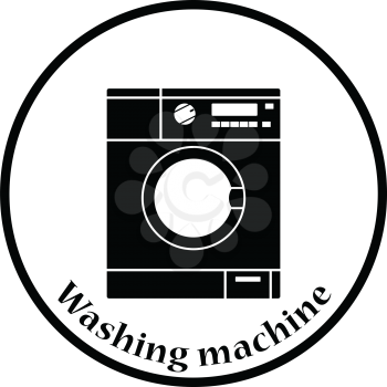 Washing machine icon. Thin circle design. Vector illustration.