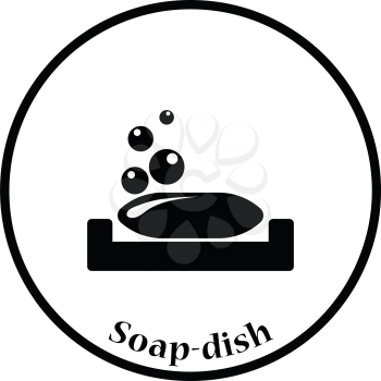 Soap-dish icon. Thin circle design. Vector illustration.