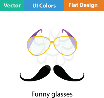 Glasses and mustache icon. Flat color design. Vector illustration.