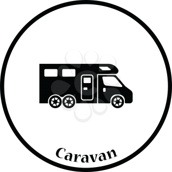 Camping family caravan  icon. Thin circle design. Vector illustration.
