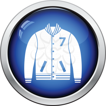 Baseball jacket icon. Glossy button design. Vector illustration.