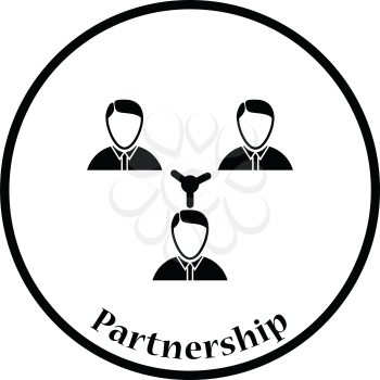 Businessmen connection icon. Thin circle design. Vector illustration.