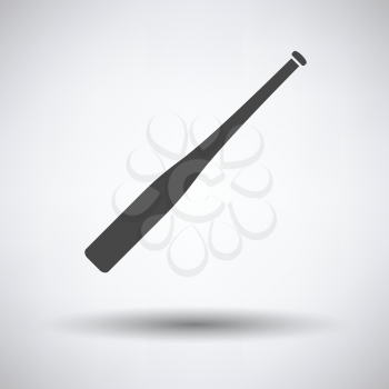 Baseball bat icon on gray background, round shadow. Vector illustration.