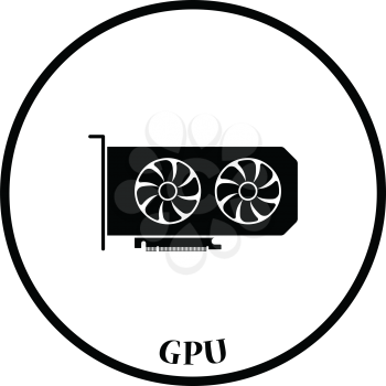 GPU icon. Flat color design. Vector illustration. Thin circle design. Vector illustration.