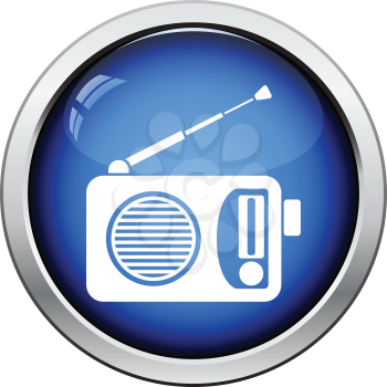 Radio icon. Glossy button design. Vector illustration.