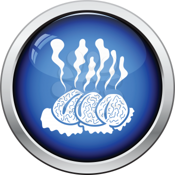 Smoking cutlet icon. Glossy button design. Vector illustration.