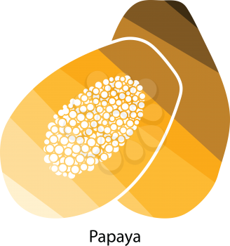 Papaya icon. Flat color design. Vector illustration.