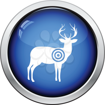 Deer silhouette with target  icon. Glossy button design. Vector illustration.