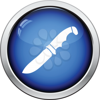 Hunting knife icon. Glossy button design. Vector illustration.