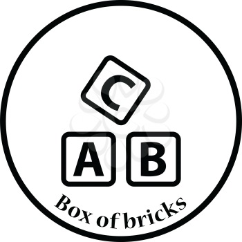 Box of bricks icon. Thin circle design. Vector illustration.