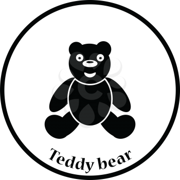 Teddy bear icon. Thin circle design. Vector illustration.