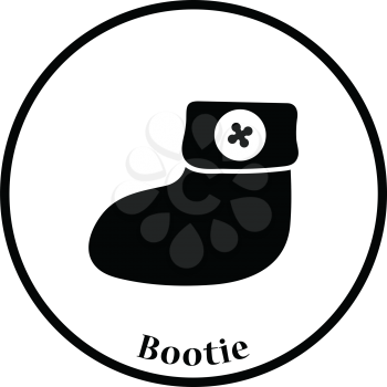 Baby bootie icon. Thin circle design. Vector illustration.