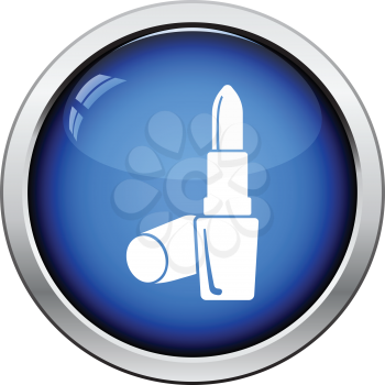 Lipstick icon. Glossy button design. Vector illustration.