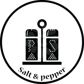 Pepper and salt icon. Thin circle design. Vector illustration.