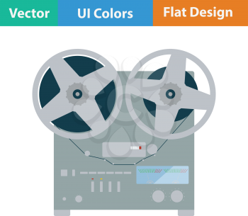 Reel tape recorder icon. Flat color design. Vector illustration.