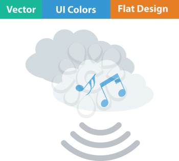 Music cloud icon. Flat color design. Vector illustration.