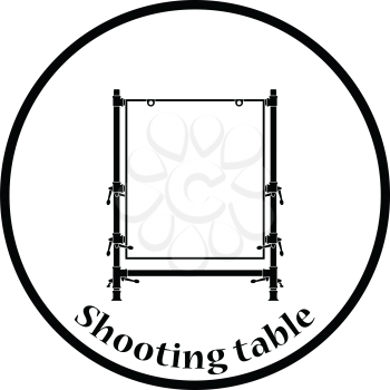 Icon of table for object photography. Thin circle design. Vector illustration.