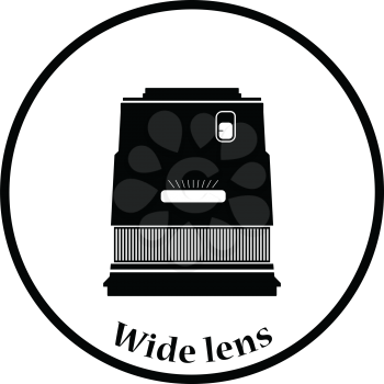 Icon of photo camera wide lens. Thin circle design. Vector illustration.