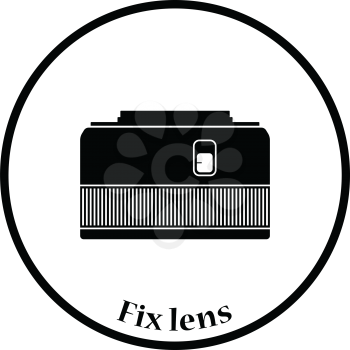 Icon of photo camera 50 mm lens. Thin circle design. Vector illustration.