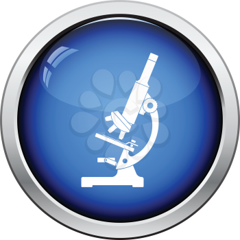 Icon of chemistry microscope. Glossy button design. Vector illustration.