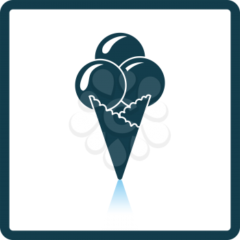 Ice-cream cone icon. Shadow reflection design. Vector illustration.