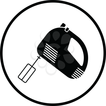 Kitchen hand mixer icon. Thin circle design. Vector illustration.