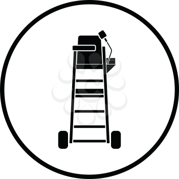 Tennis referee chair tower icon. Thin circle design. Vector illustration.