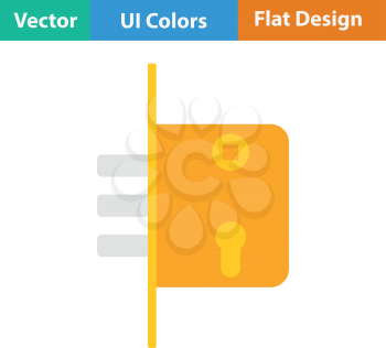 Door lock icon. Flat color design. Vector illustration.