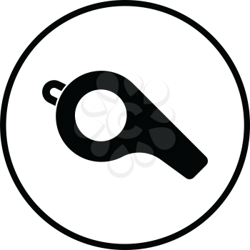 American football whistle icon. Thin circle design. Vector illustration.