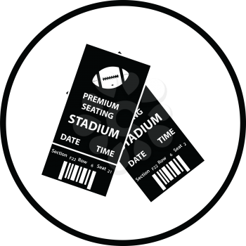 American football tickets icon. Thin circle design. Vector illustration.