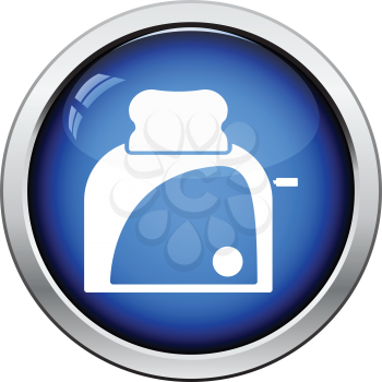 Kitchen toaster icon. Glossy button design. Vector illustration.