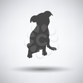 Puppy icon on gray background with round shadow. Vector illustration.