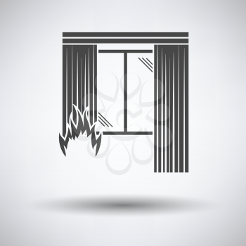 Home fire icon on gray background with round shadow. Vector illustration.