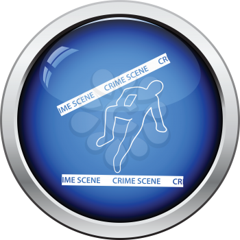 Crime scene icon. Glossy button design. Vector illustration.