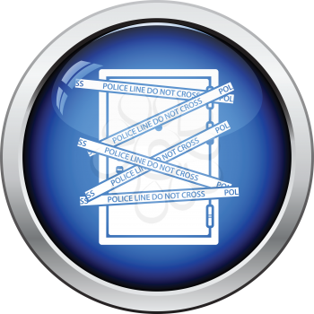 Crime scene door icon. Glossy button design. Vector illustration.